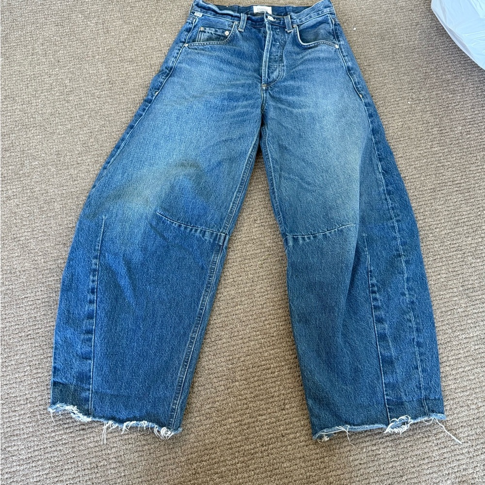 Citizens Of Humanity Barrel Distressed Blue Wide Leg Jeans